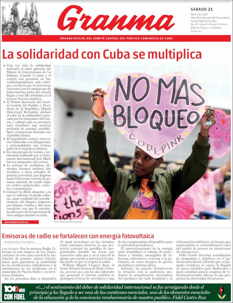 Portada de Granma (Cuba)