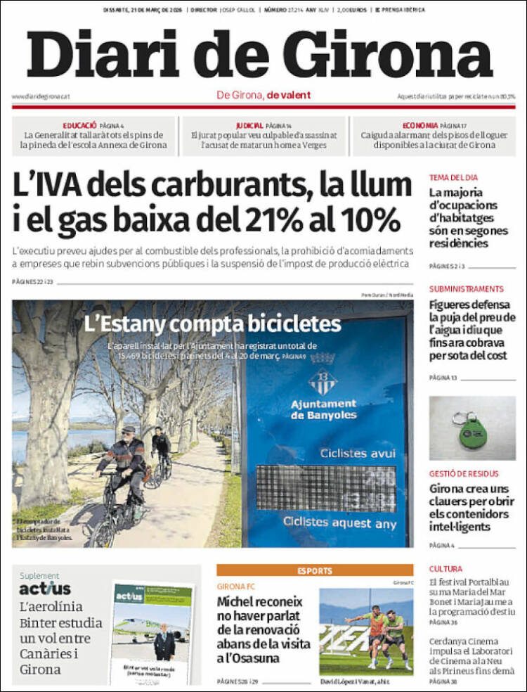 Portada de Diari de Girona (Espa&ntilde;a)