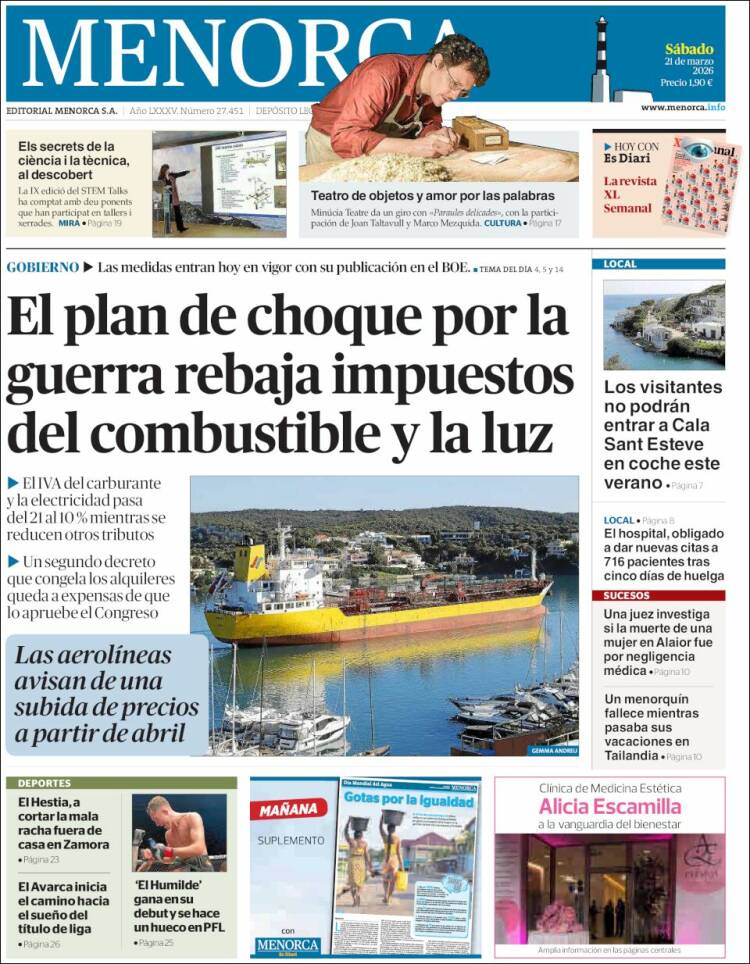 Portada de Menorca - Diario Insular (Espa&ntilde;a)