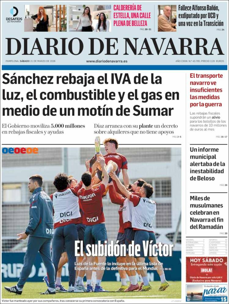 Portada de Diario de Navarra (Espa&ntilde;a)