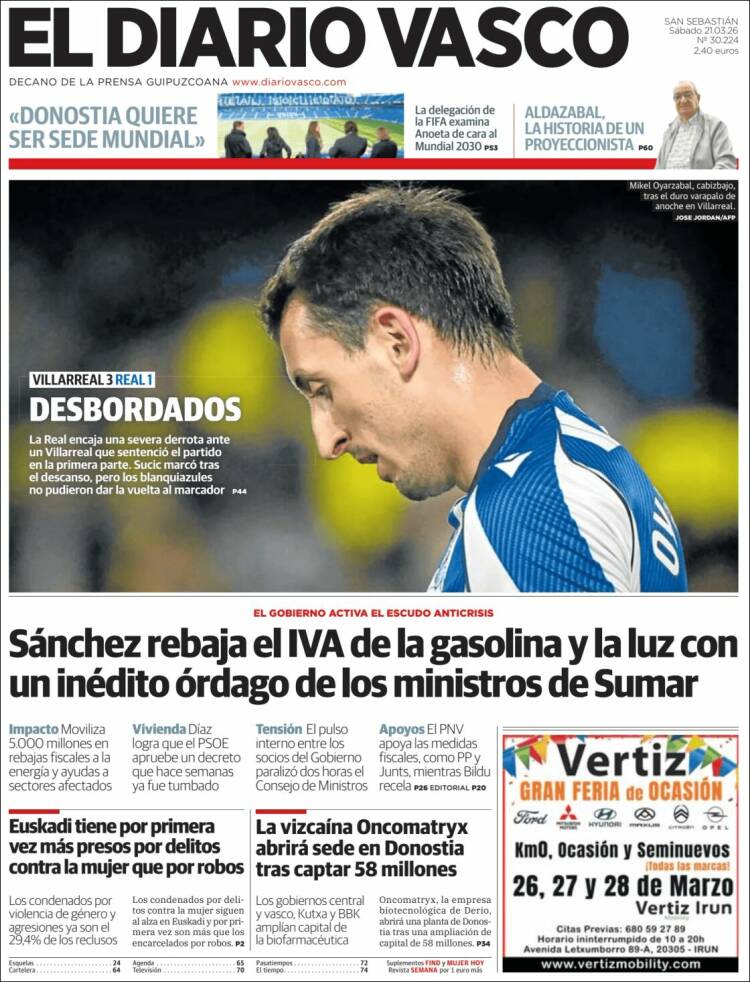 Portada de Diario Vasco (Espa&ntilde;a)