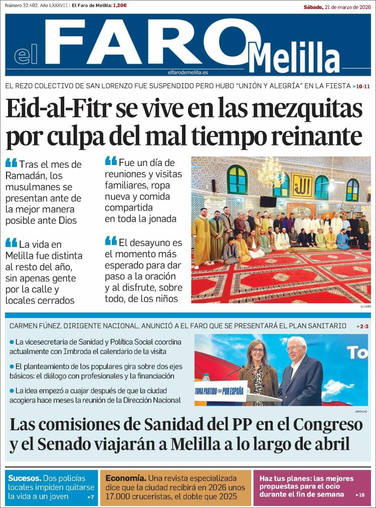 Portada de El Faro de Melilla (Espa&ntilde;a)