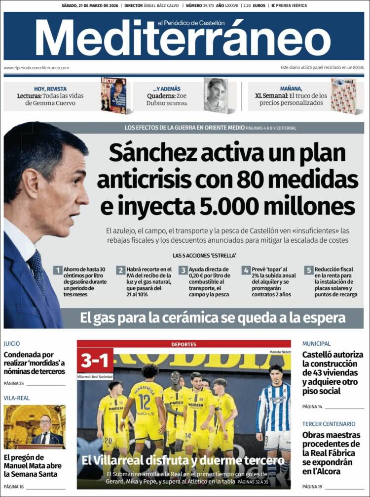 Portada de El Periódico Mediterraneo (Espa&ntilde;a)