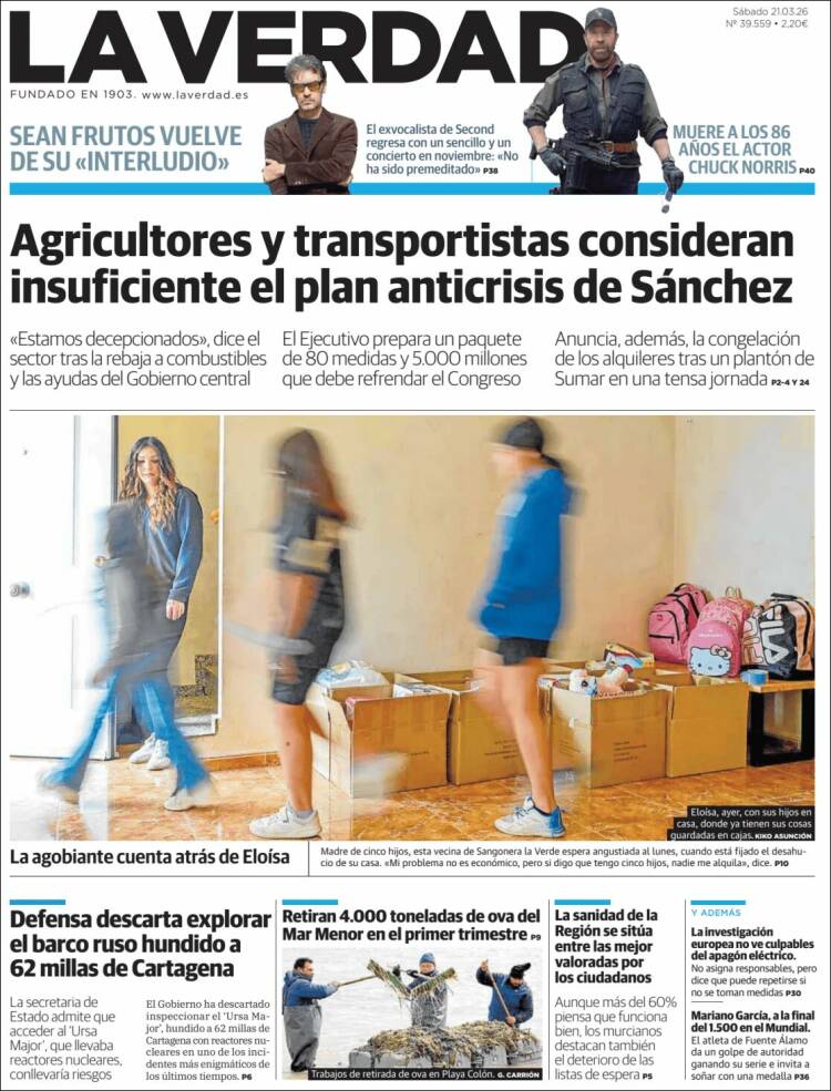 Portada de La Verdad de Murcia (Espa&ntilde;a)