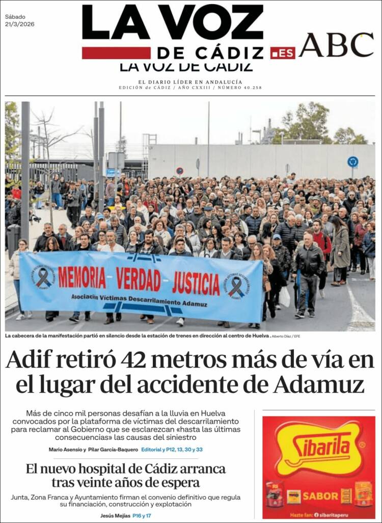 Portada de La Voz de Cádiz (Espa&ntilde;a)