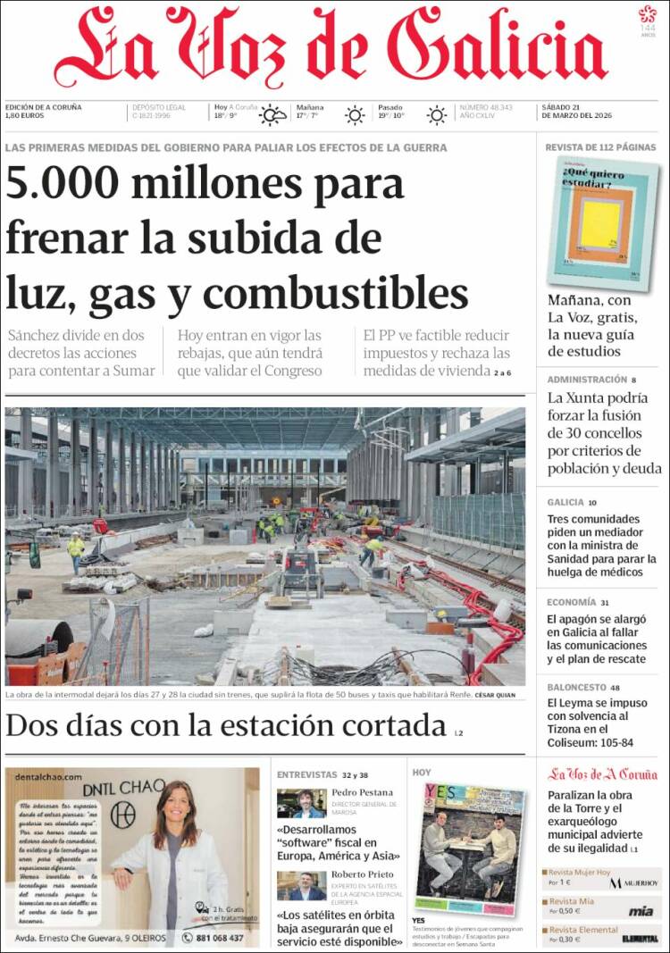 Portada de La Voz de Galicia (Espa&ntilde;a)