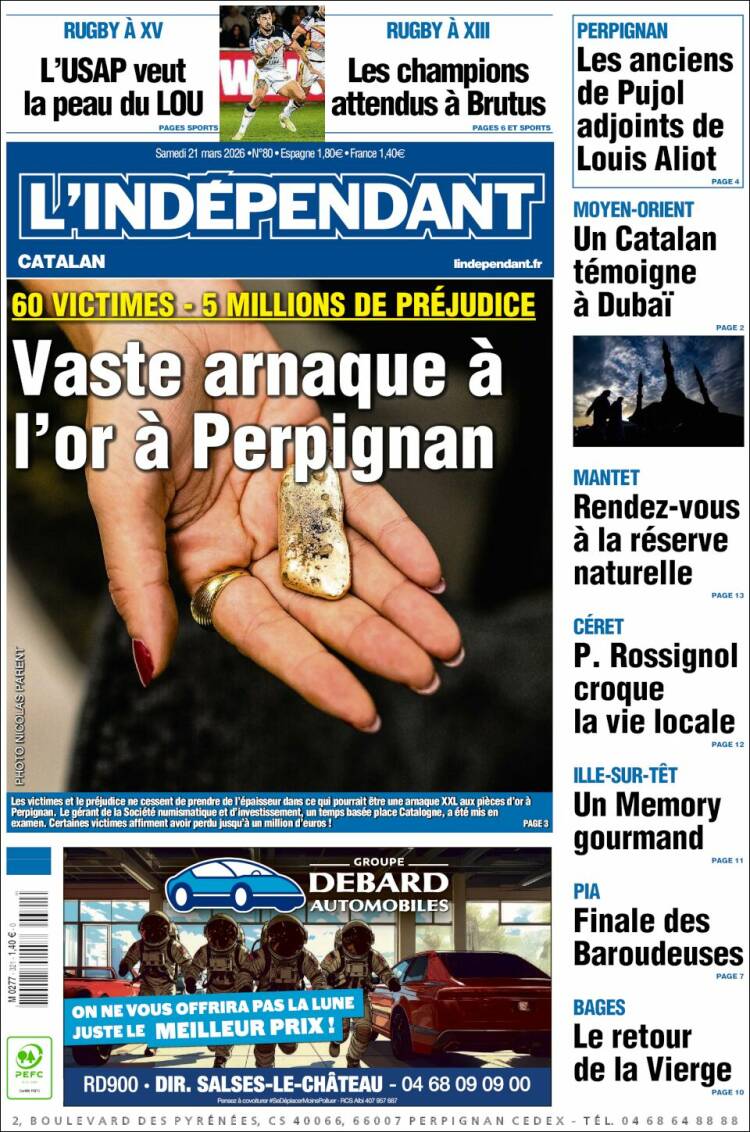 Portada de Le Indépendant (Francia)