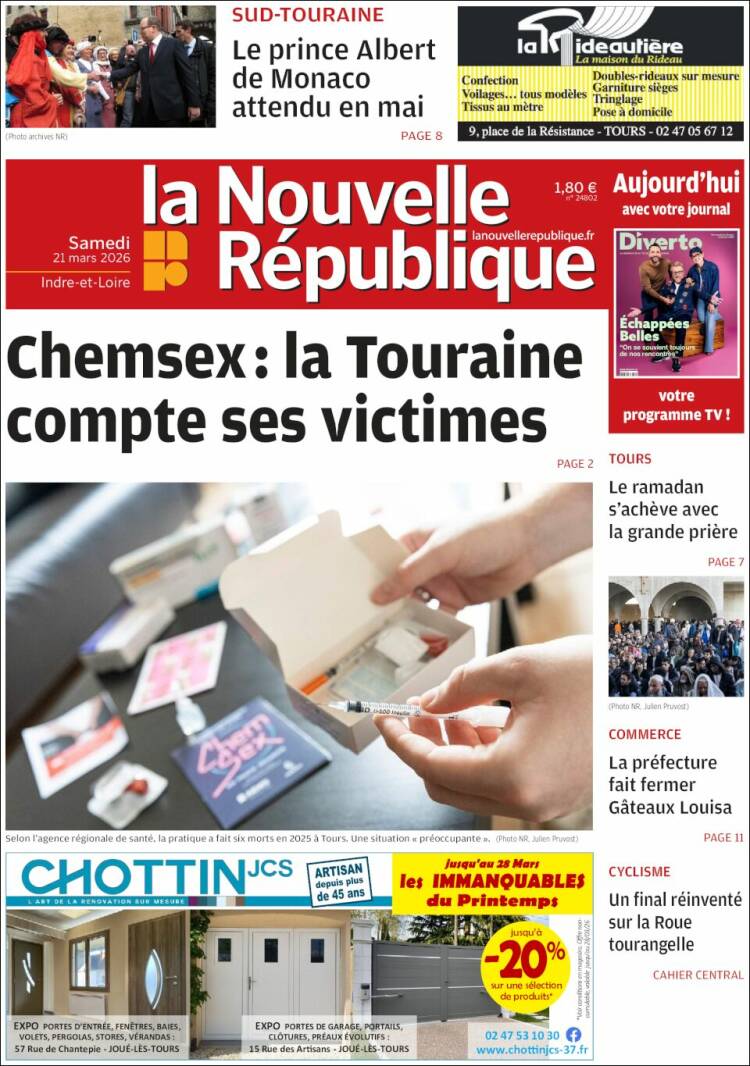 Portada de La Nouvelle Republique (France)