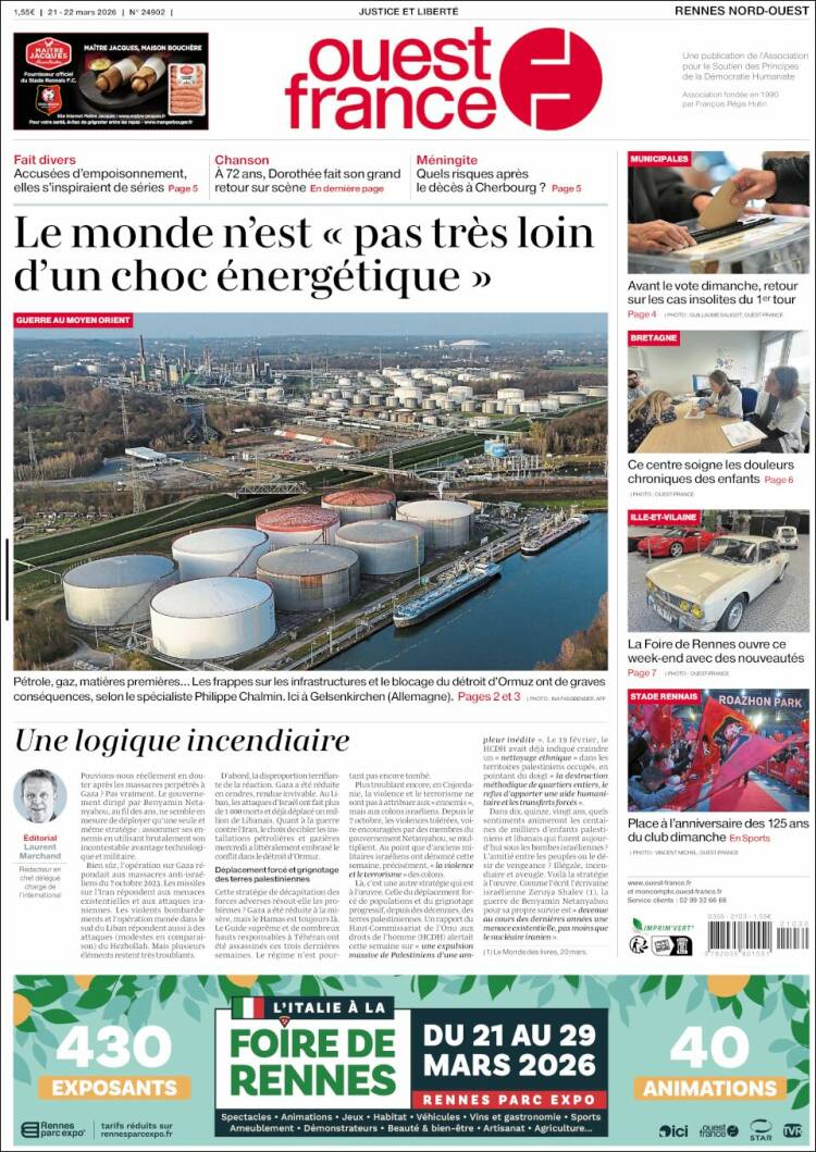 Portada de Ouest France (France)