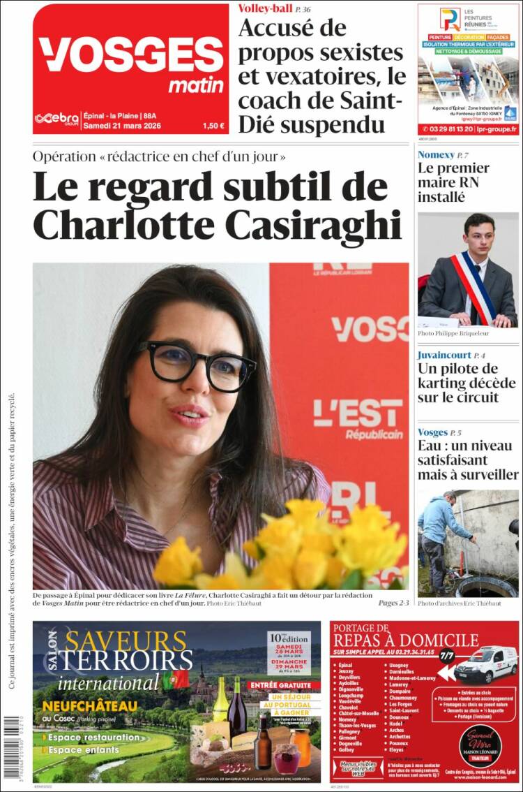 Portada de Vosges Matin (Francia)