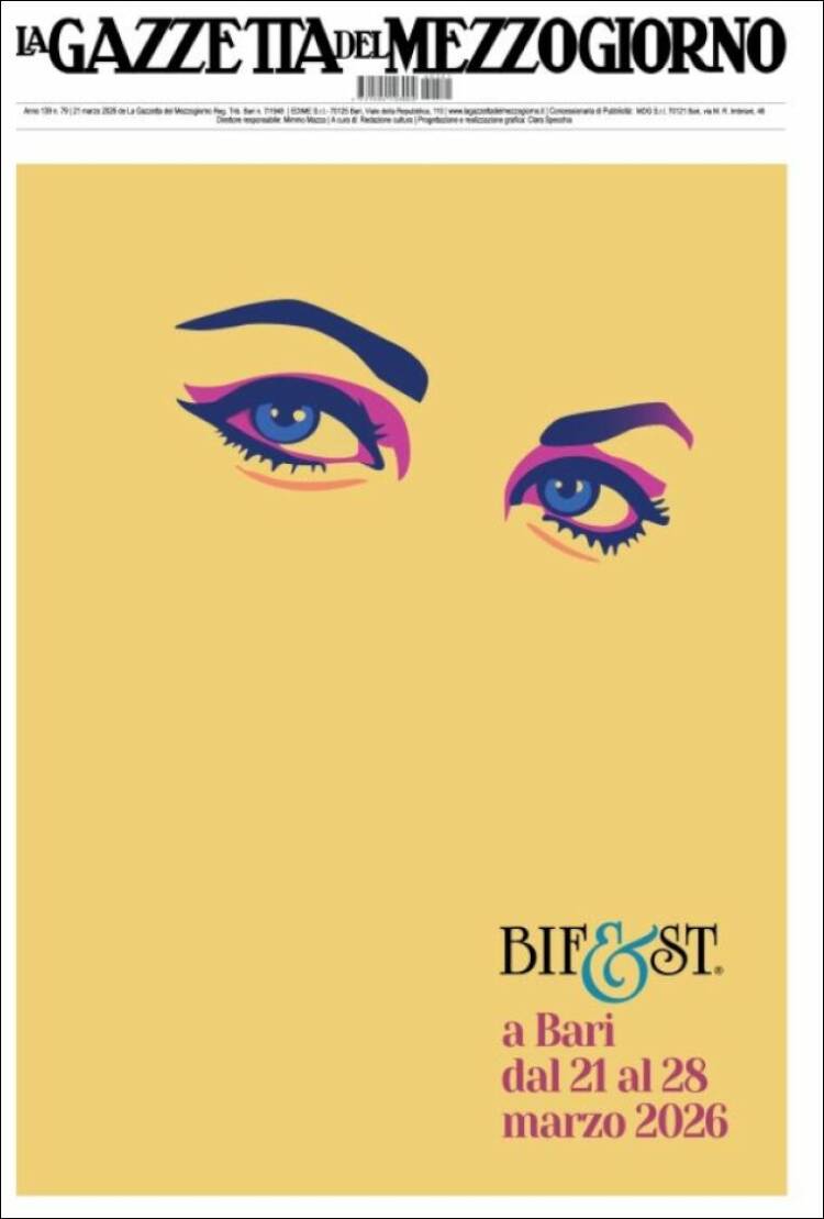 Portada de La Gazzetta del Mezzogiorno (Italia)