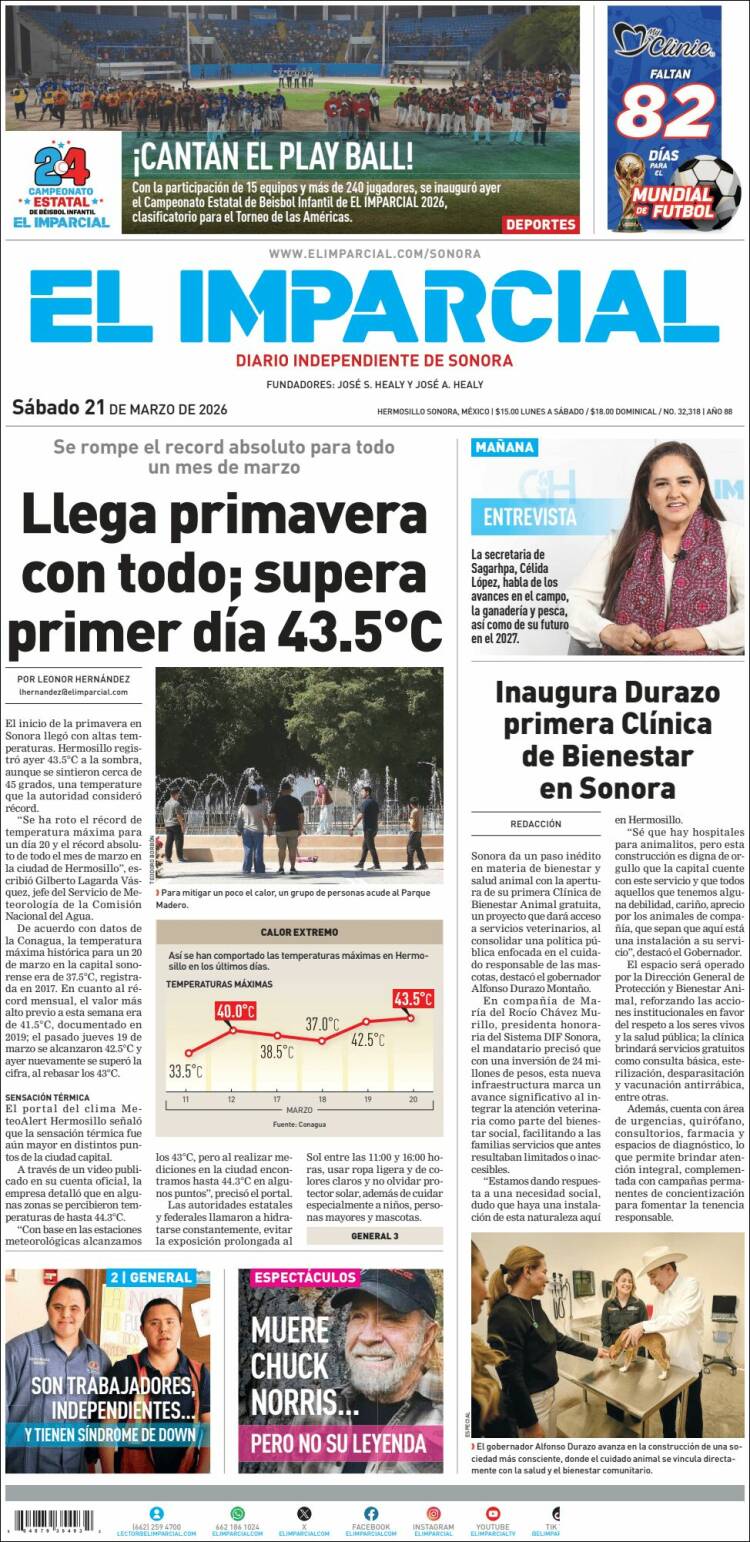 Portada de El Imparcial (M&eacute;xico)