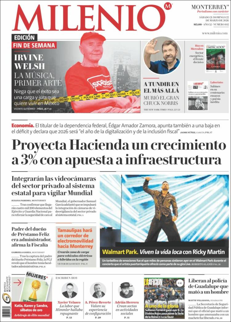 Portada de Milenio de Monterrey (M&eacute;xico)
