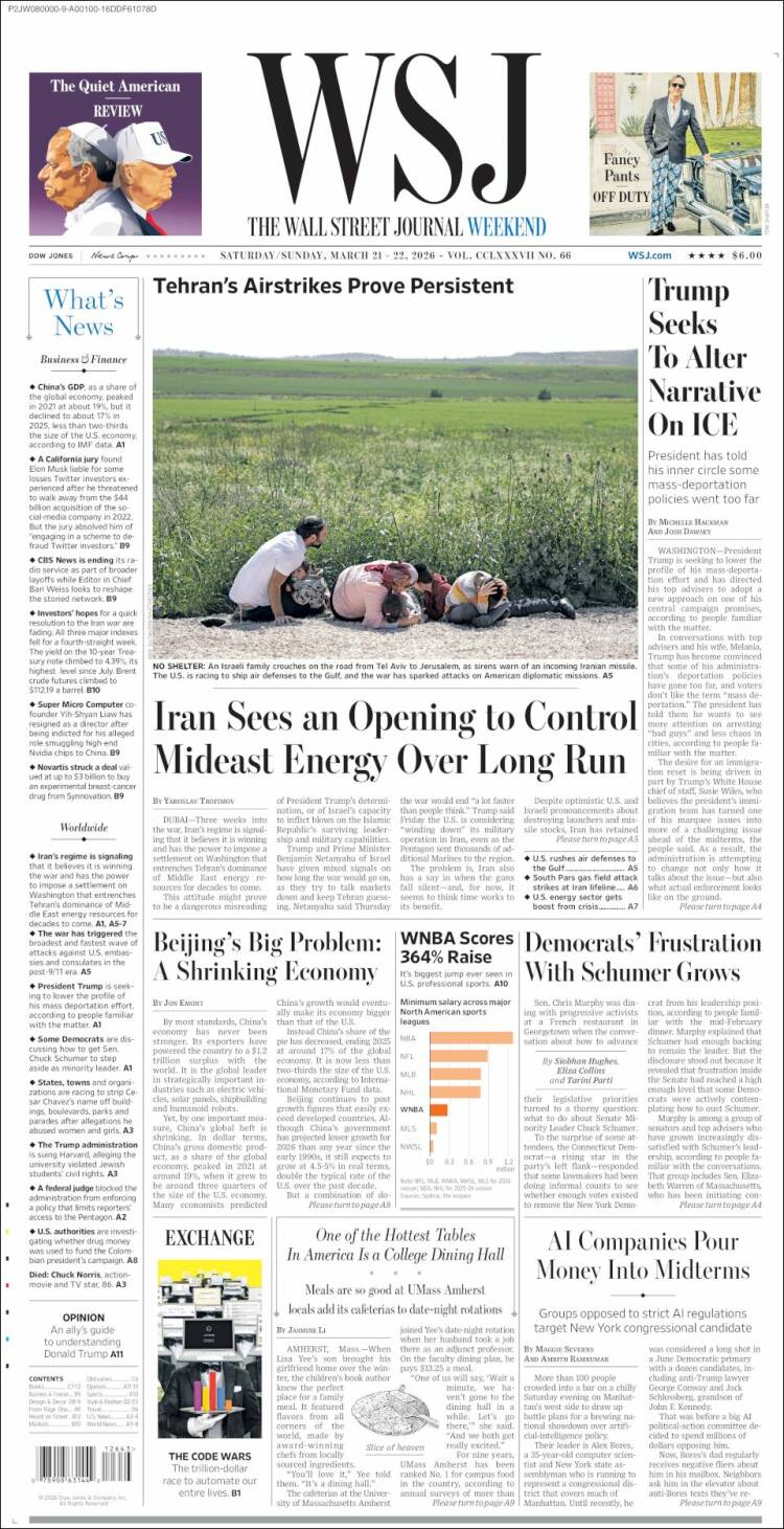 Portada de Wall Street Journal (USA)