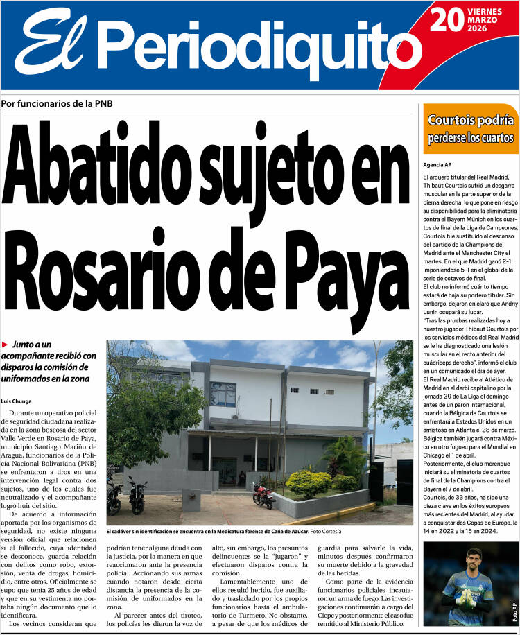 Portada de Periodiquito de Aragua (Venezuela)