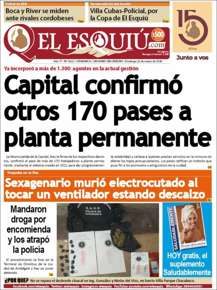 Portada de El Esquiu (Argentina)
