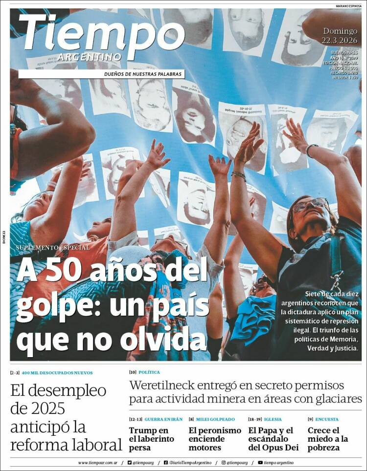 Portada de Tiempo Argentino (Argentina)