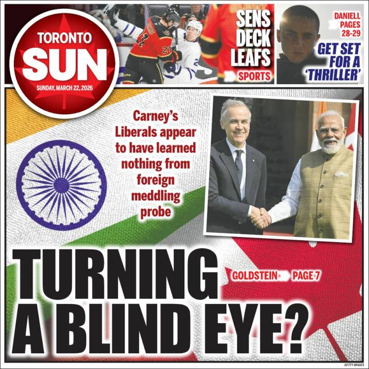 Portada de The Toronto Sun (Canad&aacute;)