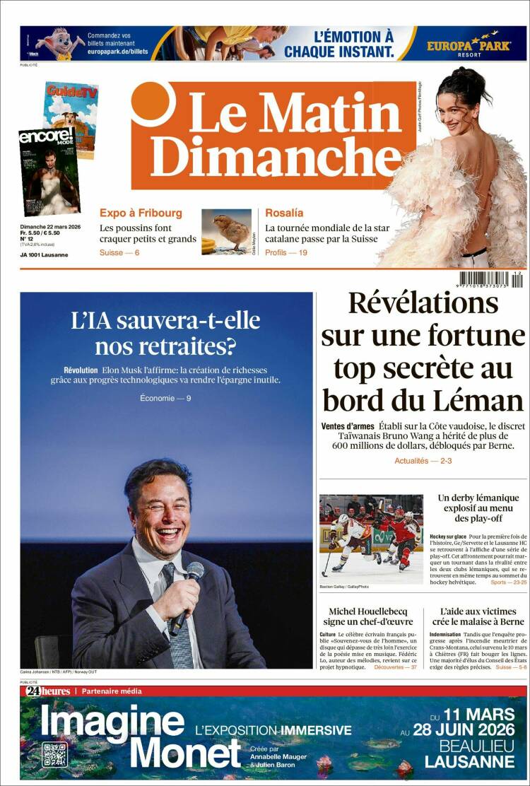 Portada de Le Matin (Suiza)
