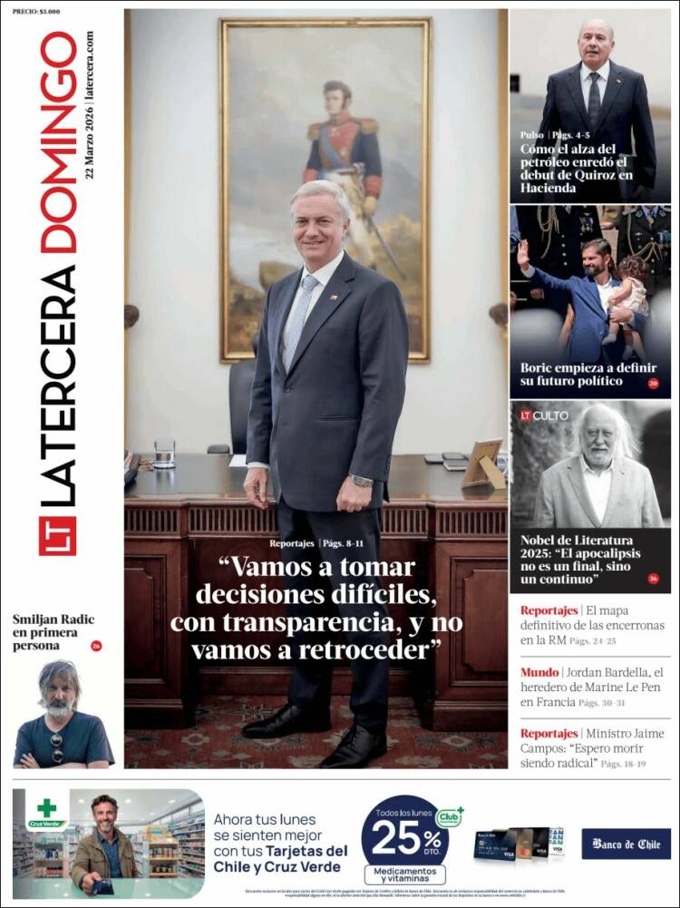 Portada de La Tercera (Chile)