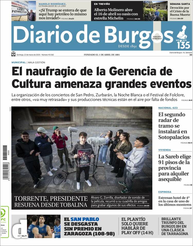 Portada de Diario de Burgos (Espa&ntilde;a)