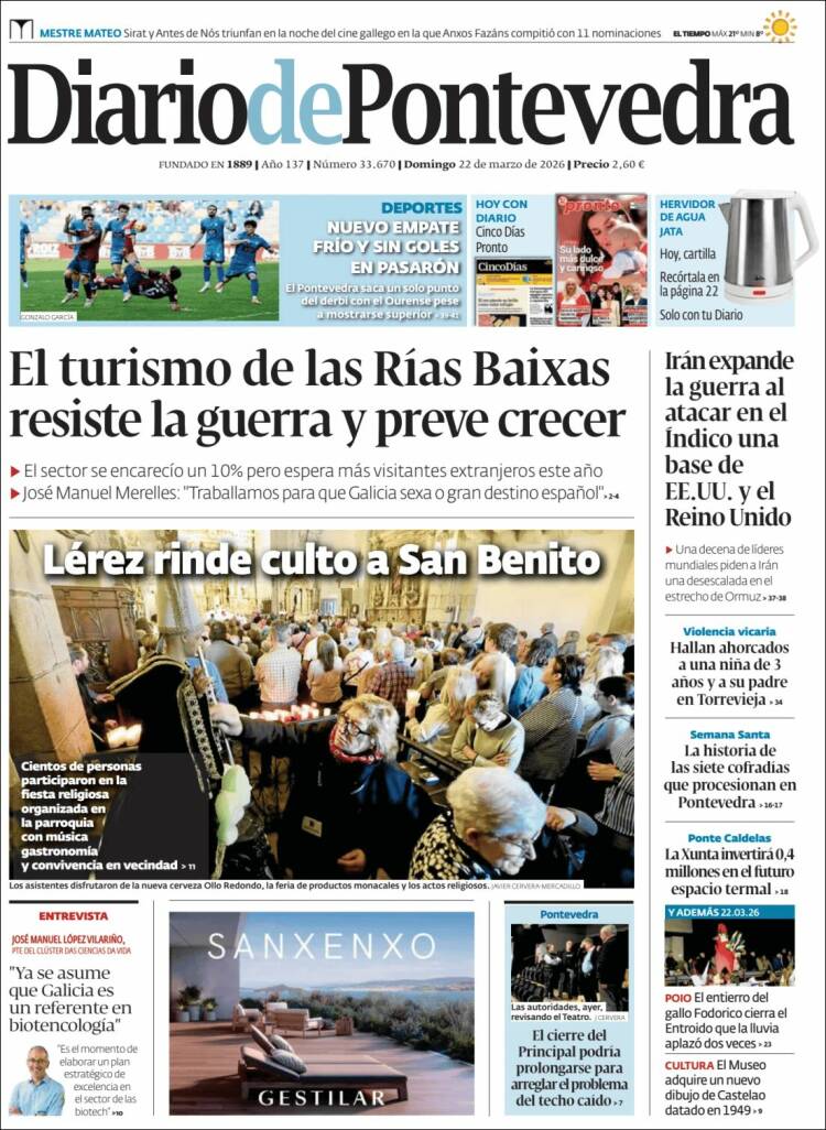 Portada de Diario de Pontevedra (Espa&ntilde;a)