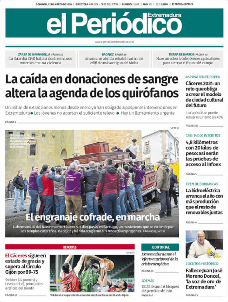 Portada de El Periódico de Extremadura (Espa&ntilde;a)