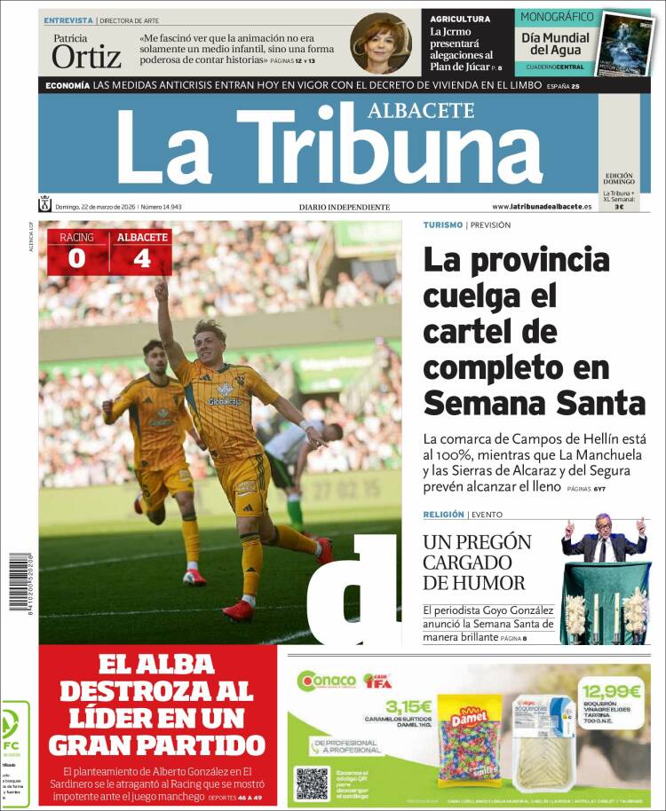 Portada de La Tribuna de Albacete (Espa&ntilde;a)
