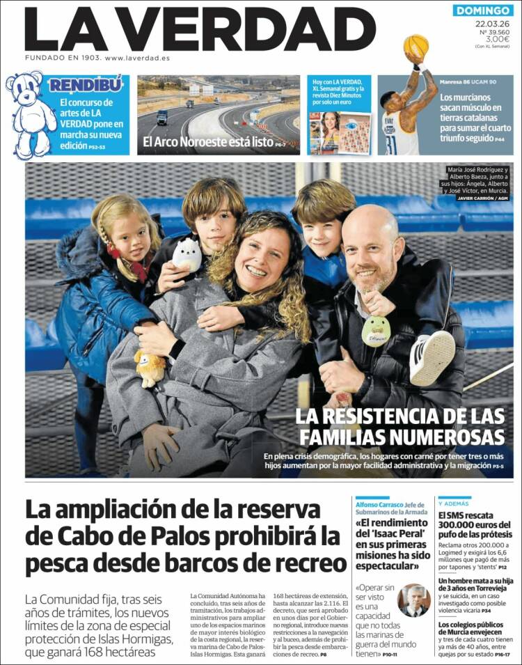 Portada de La Verdad de Murcia (Espa&ntilde;a)