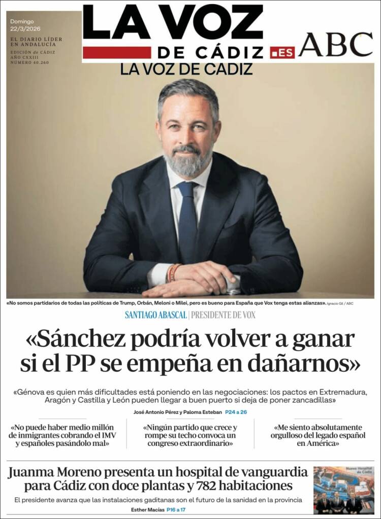 Portada de La Voz de Cádiz (Espa&ntilde;a)