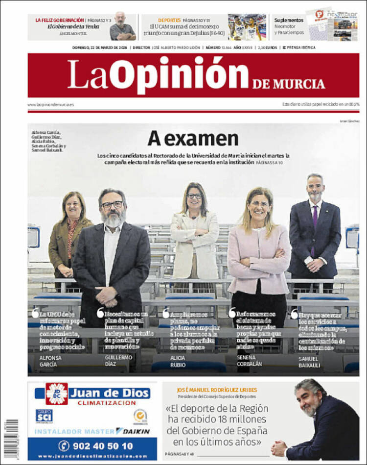 Portada de La Opinión de Murcia (Espa&ntilde;a)