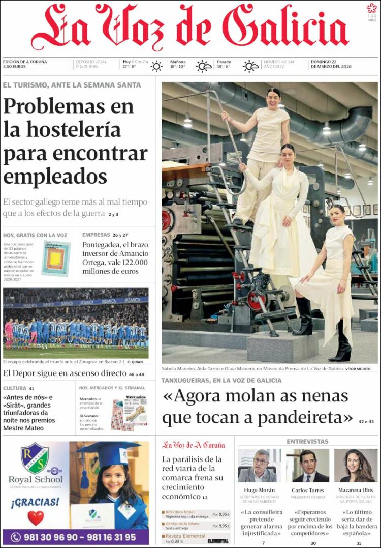 Portada de La Voz de Galicia (Espa&ntilde;a)