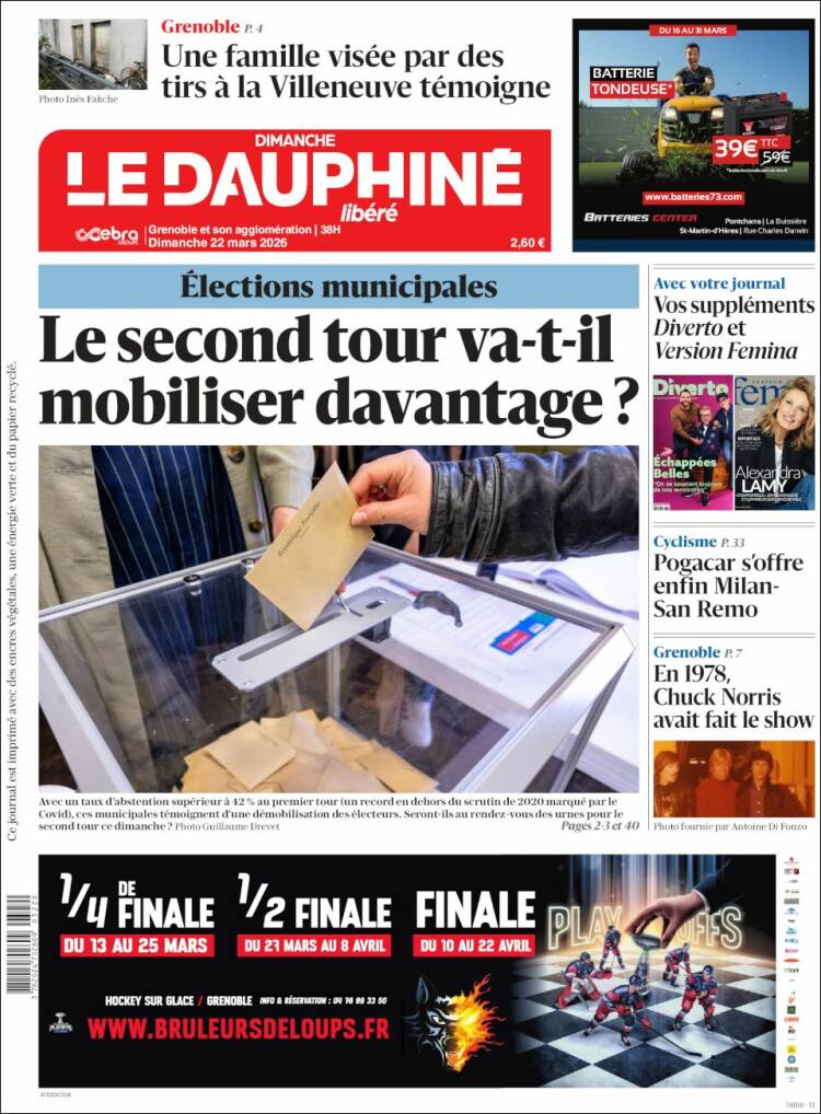 Portada de Le Dauphiné Libéré (Francia)