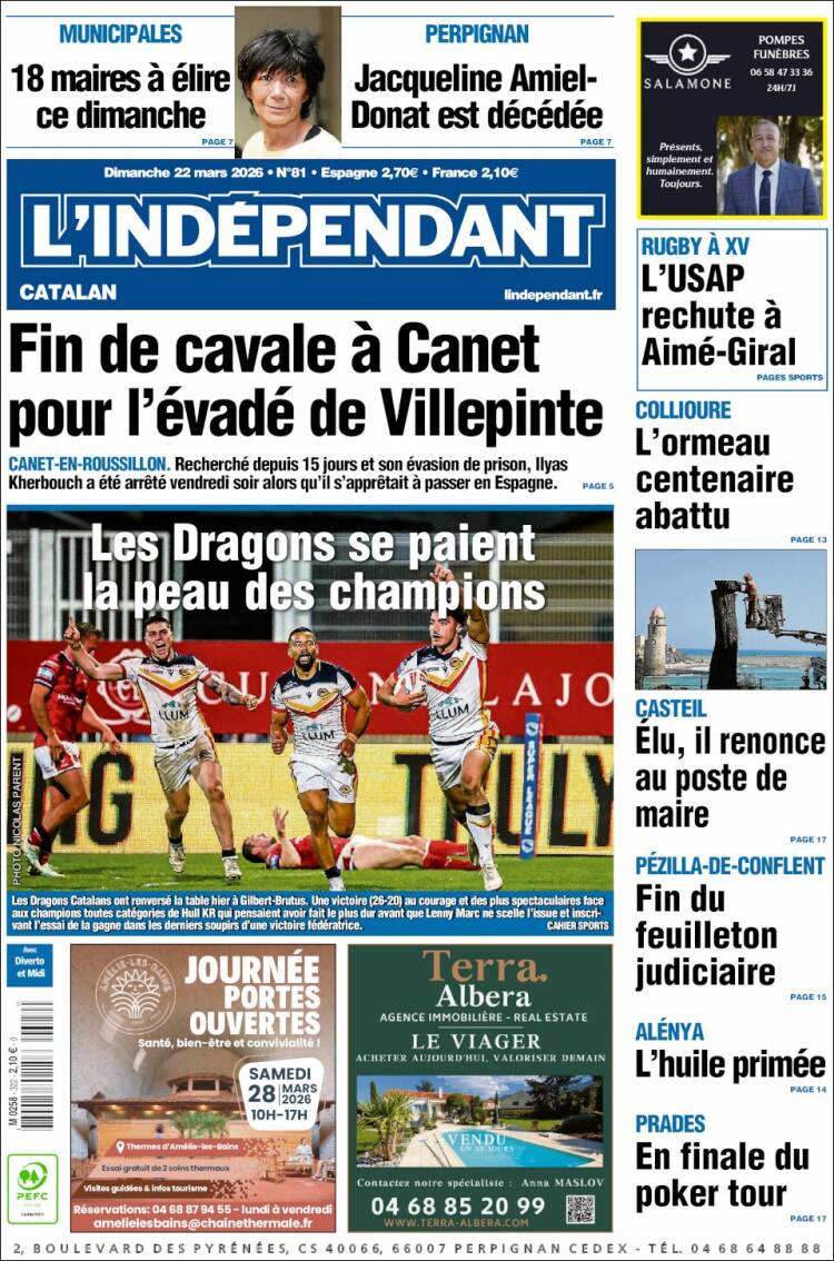 Portada de Le Indépendant (Francia)