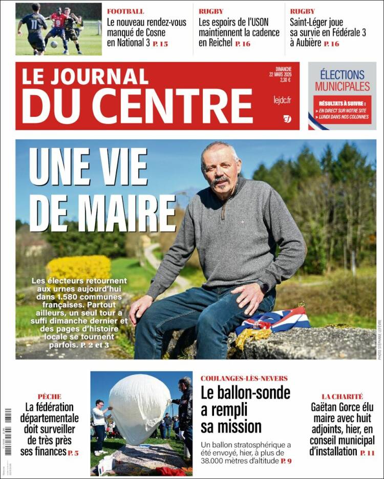 Portada de Le Journal du Centre (Francia)