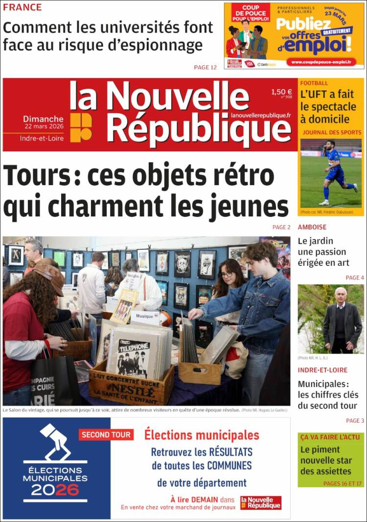 Portada de La Nouvelle Republique (Francia)