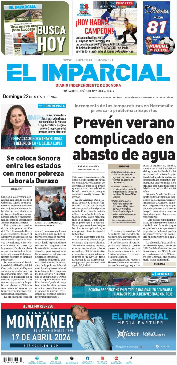 Portada de El Imparcial (M&eacute;xico)