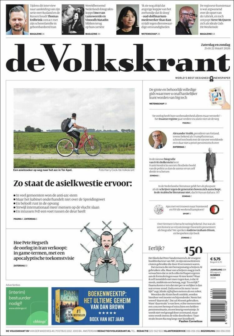 Portada de De Volkskrant (Pa&iacute;ses Bajos)