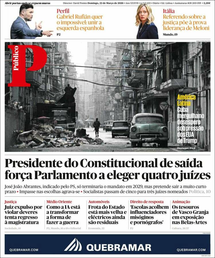 Portada de Público (Portugal)