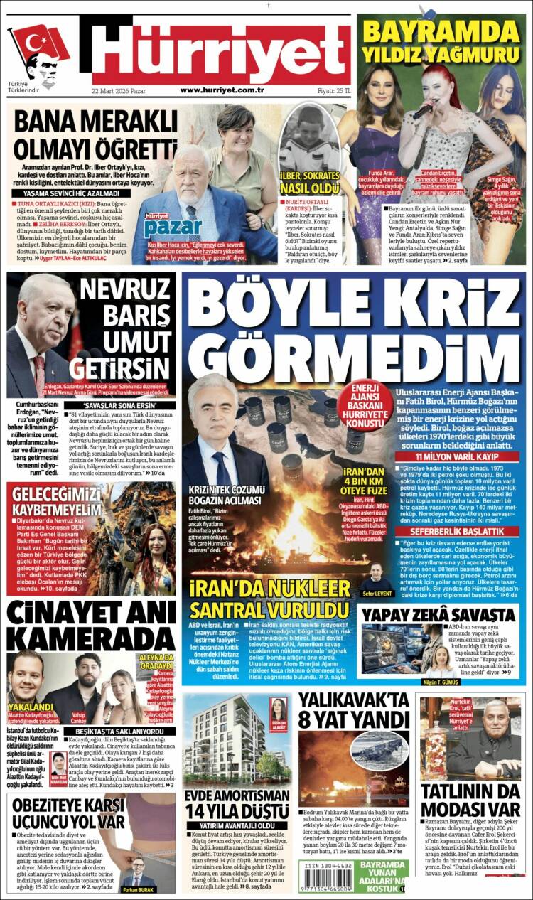 Portada de Hürriyet (Turqu&iacute;a)