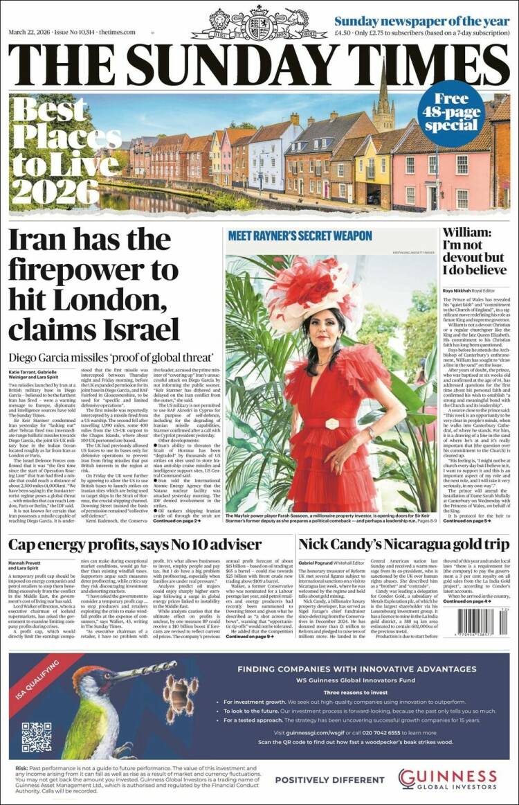 Portada de The Times (Reino Unido)