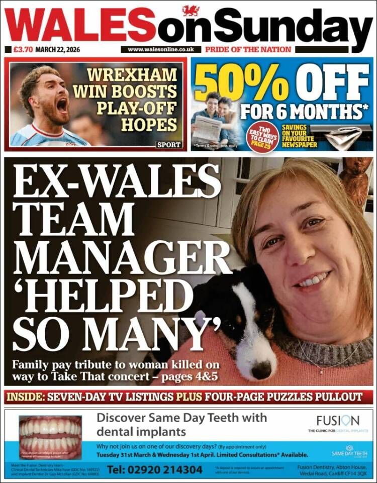 Portada de Western Mail (Reino Unido)