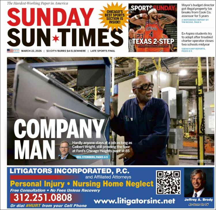 Portada de Chicago Sun-Times (USA)
