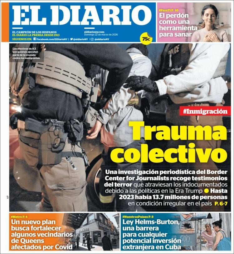 Portada de El Diario NY (USA)