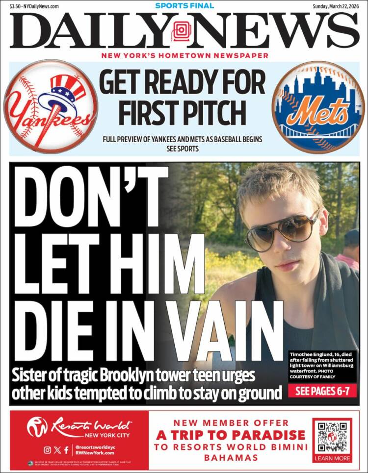 Portada de Daily News - New York (USA)