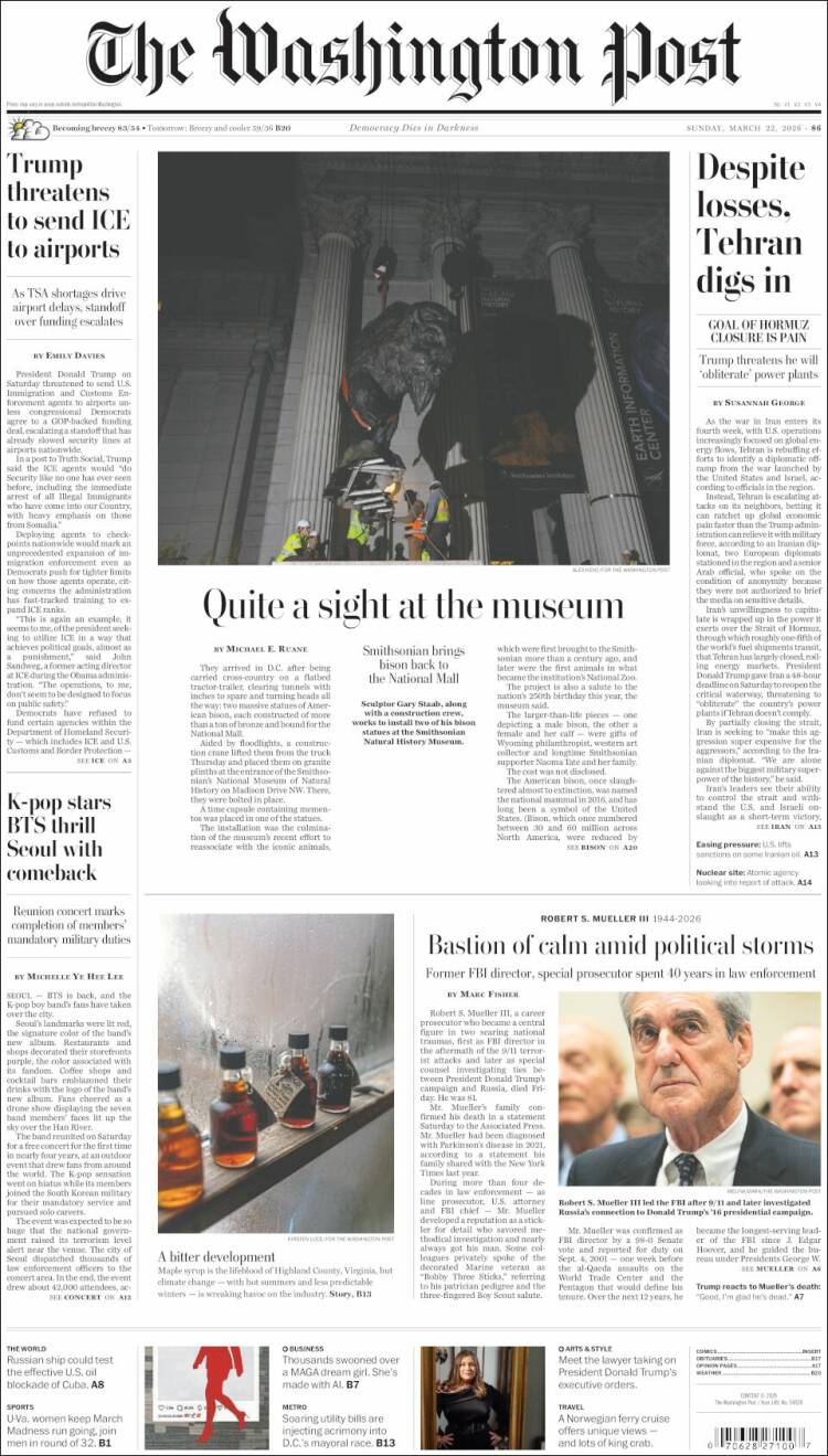 Portada de The Washington Post (USA)