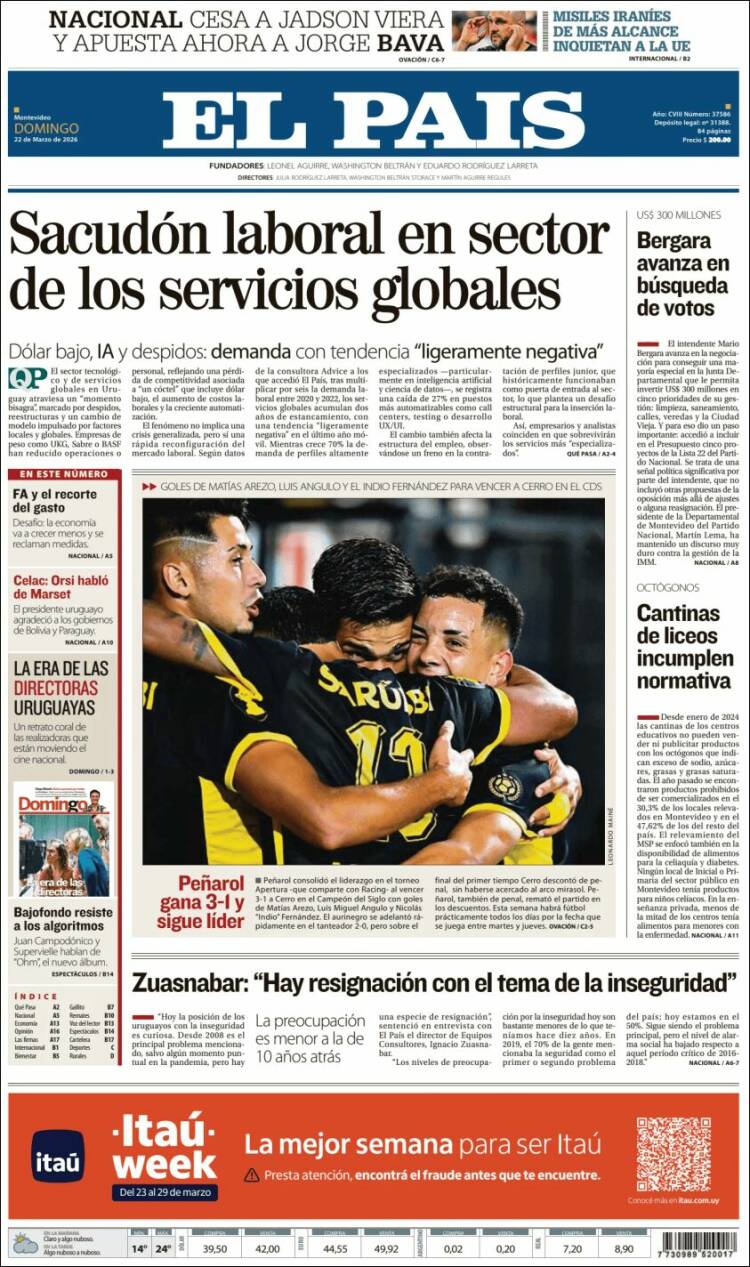 Portada de El País (Uruguay)