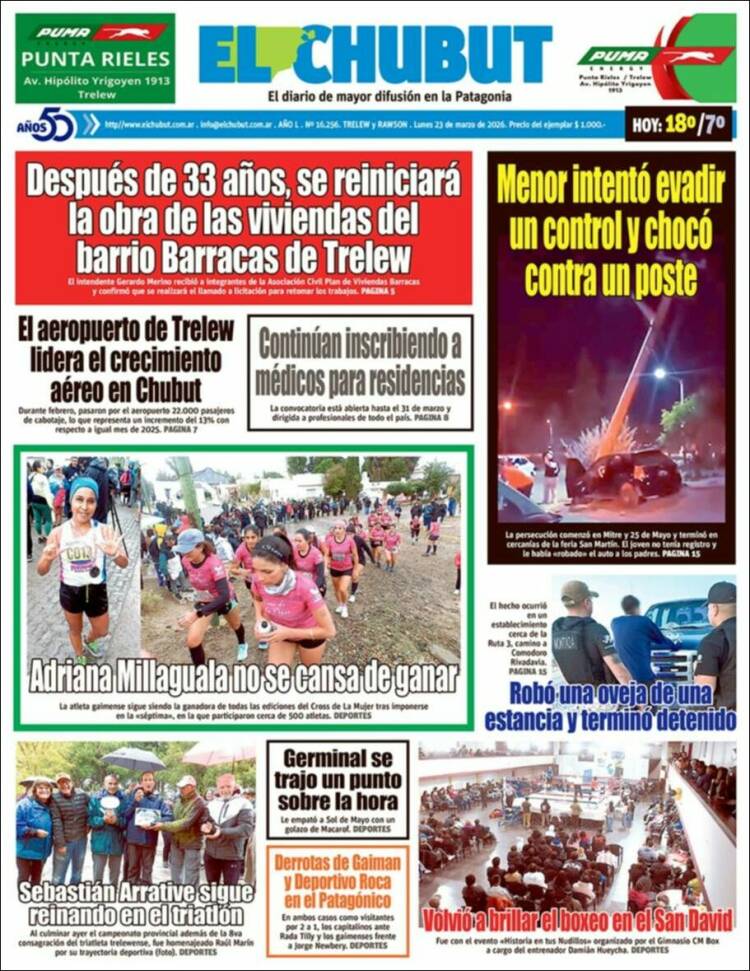 Portada de El Chubut (Argentina)