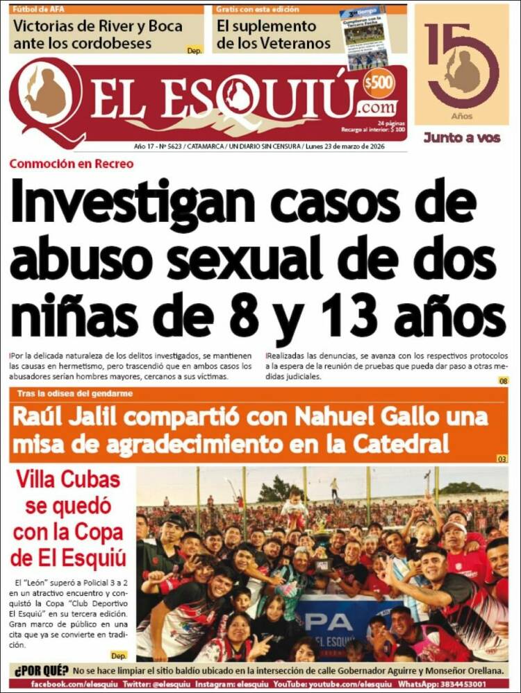 Portada de El Esquiu (Argentina)