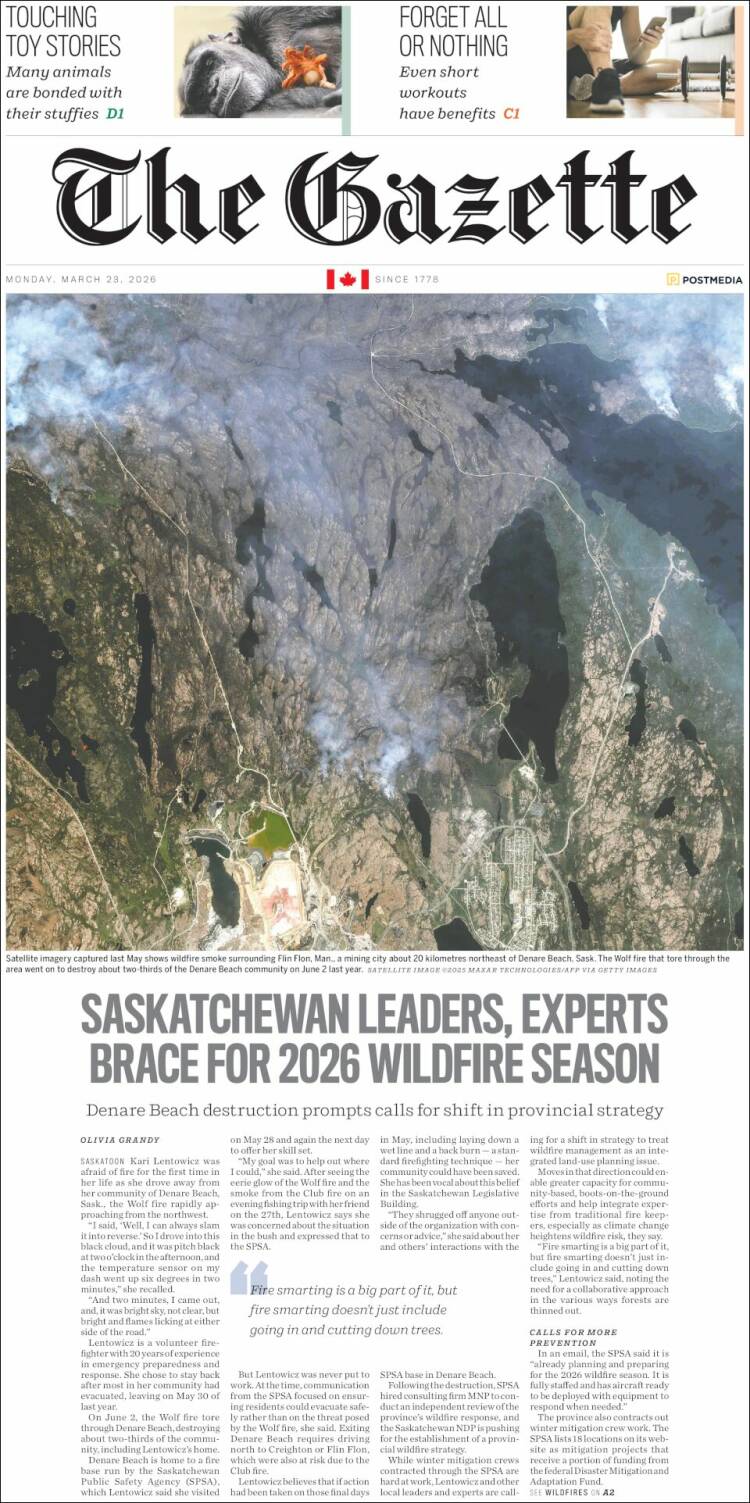 Portada de The Gazette (Canad&aacute;)